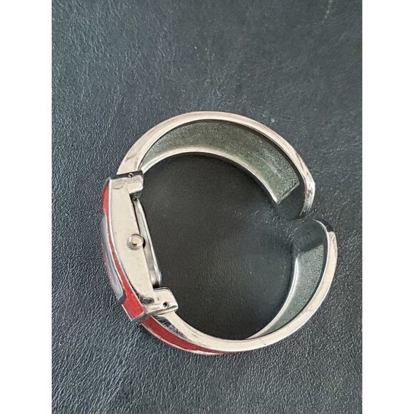 HUGO Quartz Red Y2k Big Statement Square Stainless Steel Cuff Ladies Watch - Picture 4 of 8